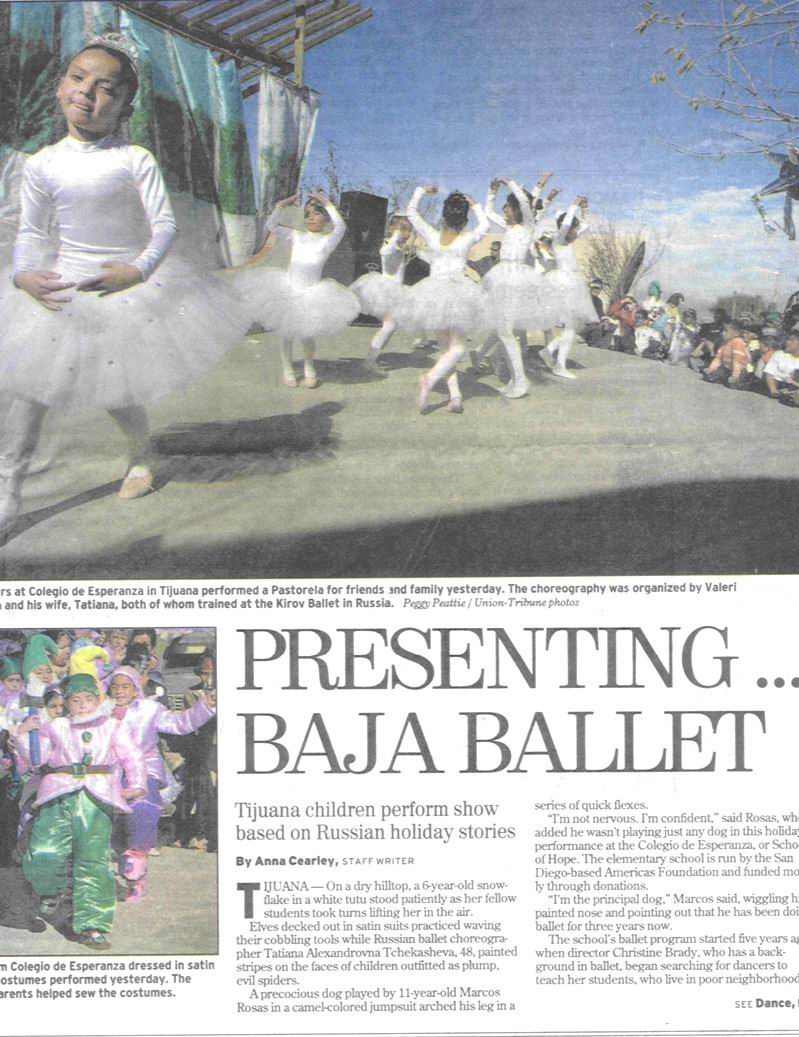 Baja Ballet San Diego Union Tribune article
